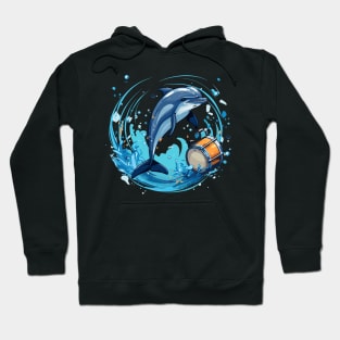 Dolphin playing drums Hoodie